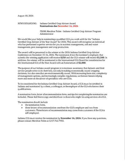 Indiana CCA of the Year Nomination Packet